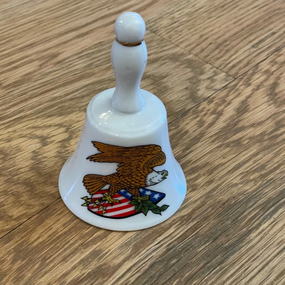 Vintage Ceramic Bell Eagle American Flag Patriotic Collectible Gift